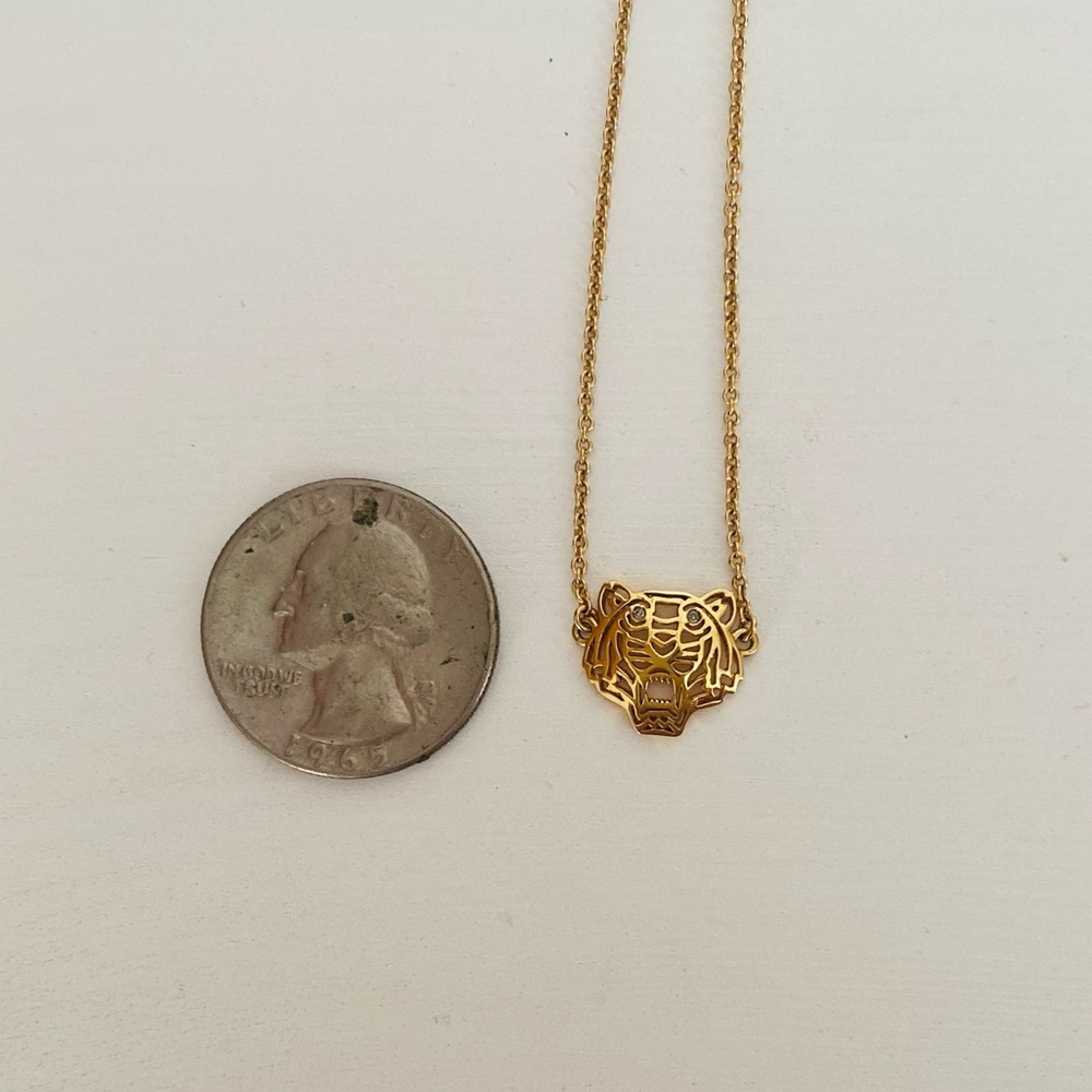 KENZO Gold Plated Tiger Necklace NWOT - Picture 6 of 9